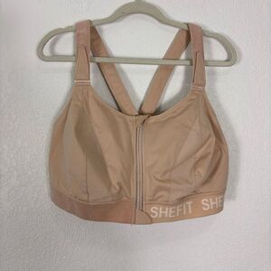 SheFit Nude Adjustable Zip Up Front Sports Bra Size 5XL 49-52"